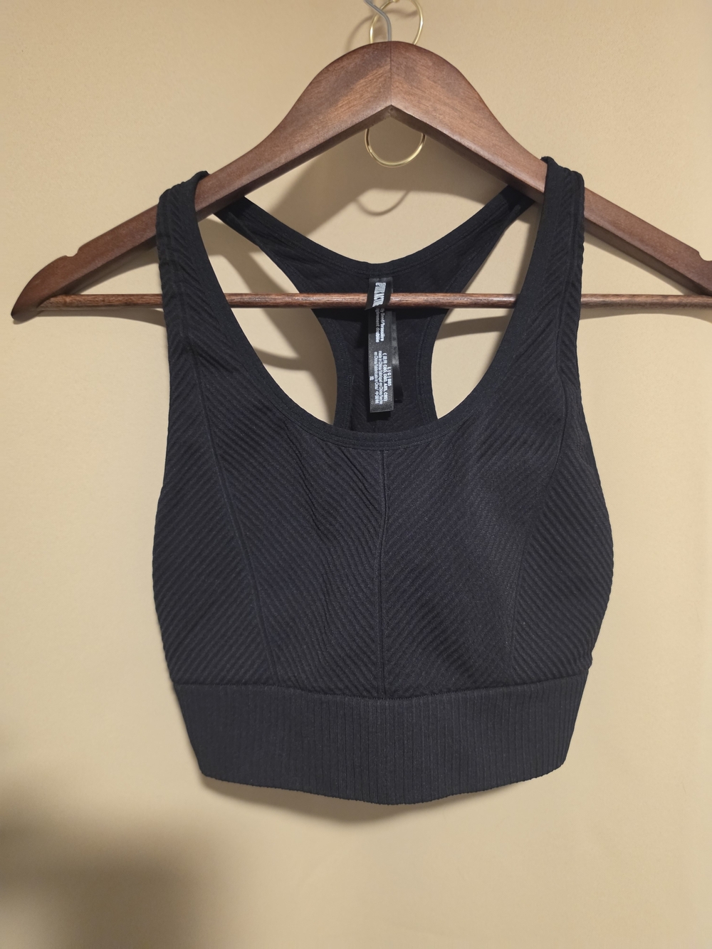 PINK Victoria's Secret Black Ribbed Racerback Sports Bra